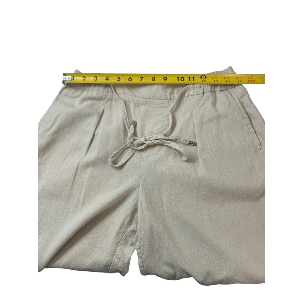 Zara Women's Wide-Leg Linen-Blend Pants Size Medium Beige Preppy, Comfy - Picture 11 of 13